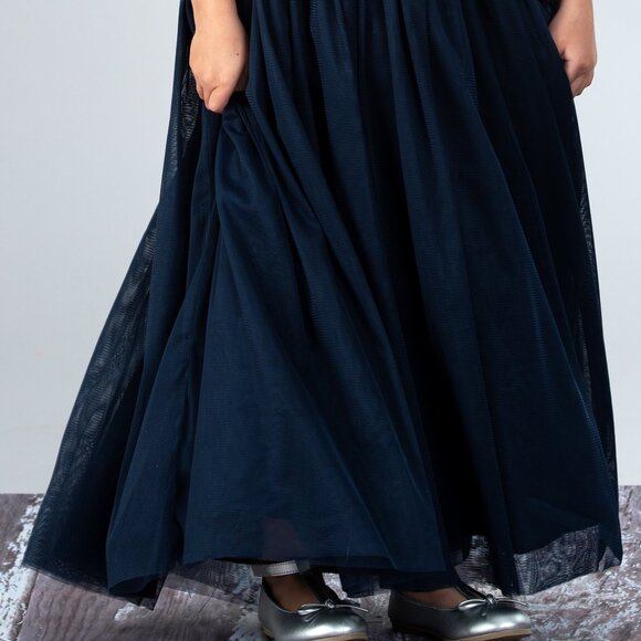 Elegant Navy Blue Kids Formal Dress - Picture 5 of 5